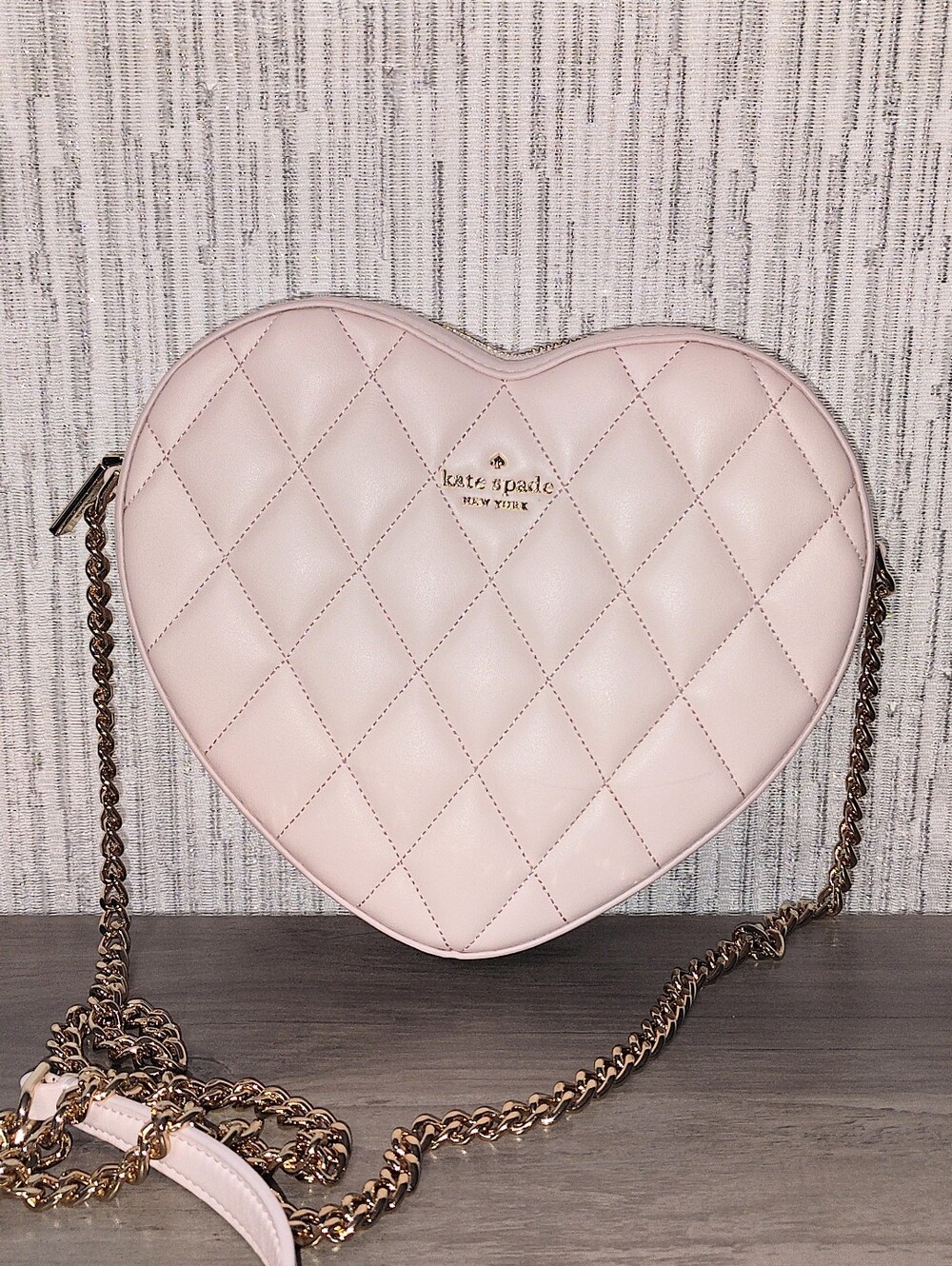 Kate Spade Love Shack Fancy Blush Quilted Heart Crossbody Bag